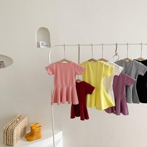 Girl Kids Ruffle Dress Sweet and Lovely Korean 1-5 Year Old Baby Short Sleeve dress