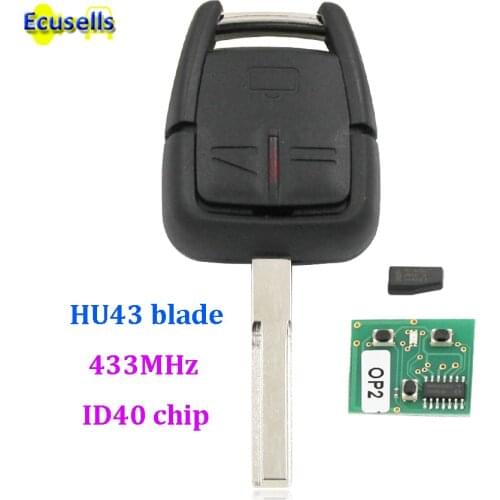 Remote Key fob for Vauxhall Opel Omega Vectra 3 Button 433.92Mhz forGM:24424728 ) with ID40 Chip with HU43 uncut blade