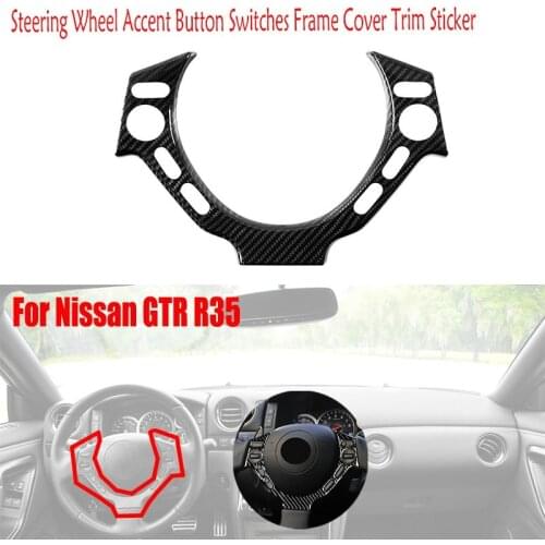 For Nissan GTR R35 2008-2016 Real Carbon Fiber Car Styling Steering Wheel Accent Button Switches Frame Cover Trim