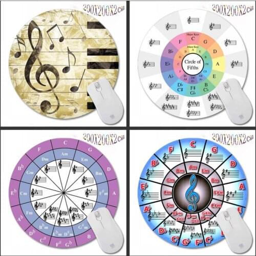 Piano Music Symbol Mouse Pad Color Computer Round Mousepads Game Coaster 200X200/220X220MM Mat DIY Custom Pads Desk Mat Gaming