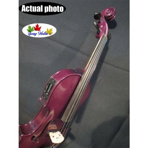 Beautiful Purple colors solid wood electric & acoustic violin 4/4 #8125
