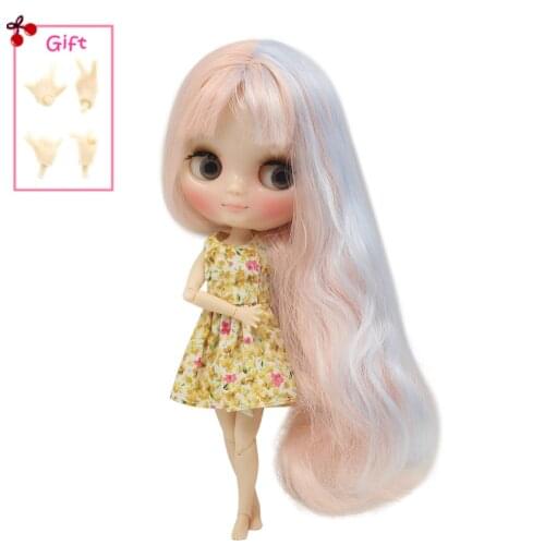 ICY DBS Middie Blyth doll Series No.210BL6005/2352 Pale Pink mix Blue hair with bangs natural skin 1/8 bjd