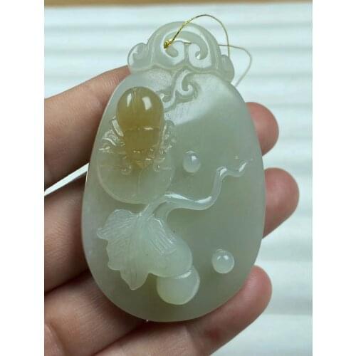 Natural 7A hetian white jade Handcarved gourd jade pendant jade necklace women men pendants jewelry jade necklaces
