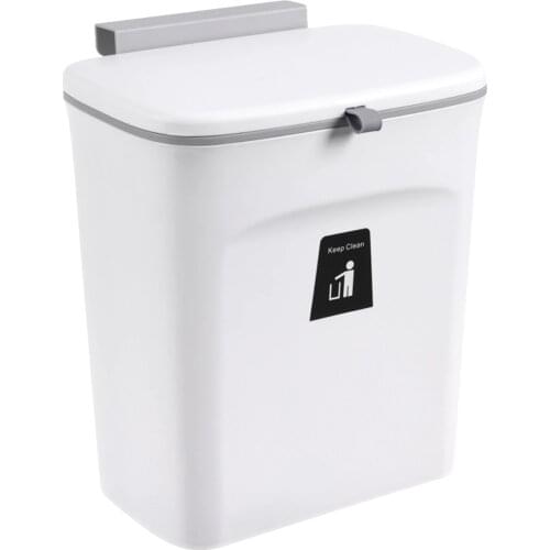 Wonderlife 9L Garbage Bin Cabinet Door Hanging Trash Can With Lid Trash Bin Waste Storage Home Kitchen Wall Mounted Wastebasket