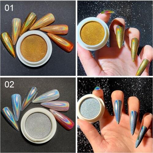Holographics Powder Nails Laser Silver Pink Glitter Nail Art Chrome Pigment Dust For Manicures Shiny Flakes Nail Art Decoration