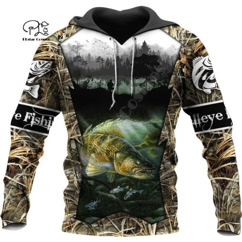 PLstar Cosmos NewFashion Animal Walleye Trout Fishing Fisher Camo Funny Outwear Tracksuit 3DPrint Harajuku Hoodies Men/Women B-3