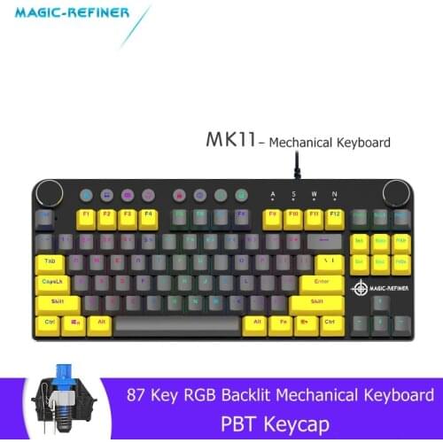 MAGIC REFINER MK11 Portable Bluetooth Wireless/USB Wired Dual Mode RGB Backlit Multimedia Mechanical Gaming Keyboard