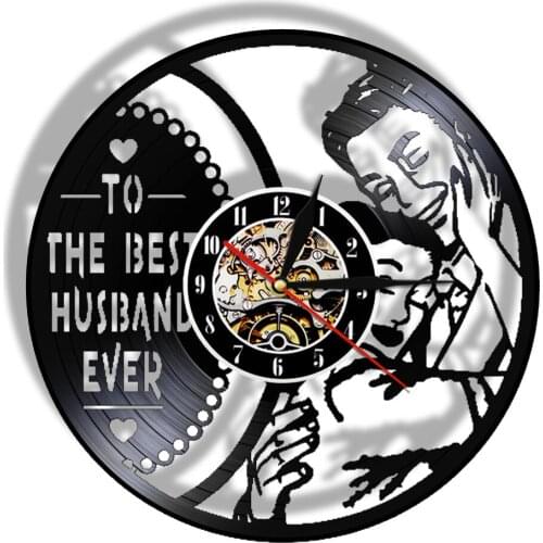Romantic To The Best Husband Ever Watch LED Backlight Beloved Husband Love Vinyl Record Wall Clock Wedding Anniversary Gift