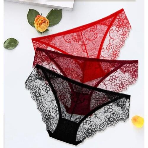 Sexy Lace Womens Underwear Low Waist Transparent Ultra-Thin Briefs No Trace Perspective New Hot Panties Underpants Fashing -XL