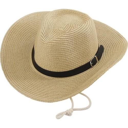 Seioum New Men Women Sunscreen Western Cowboy Hat Trendy Wide Brim Fedora Jazz Hat For Sun bonnet Summer Sun Beach Hat