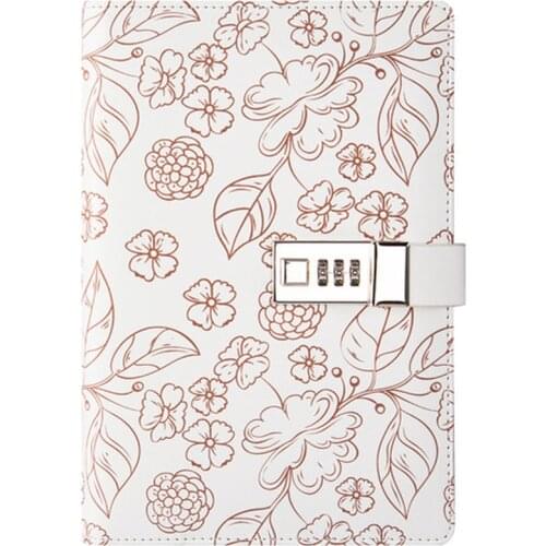 TATCAT High Grade A5 Size Flower Design Lock Diary Line Notepad Hardcover Executive Notebooks(no pen)TPN135