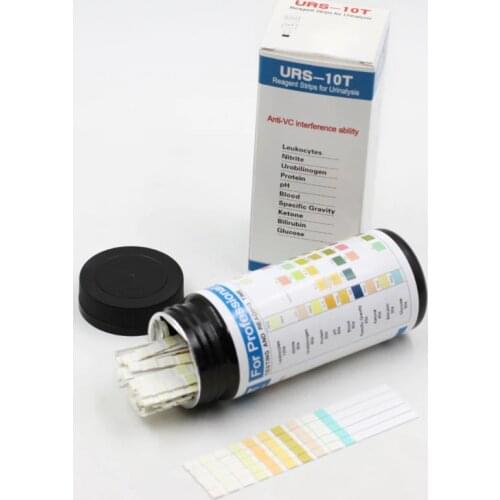 100 Strips URS-10T Urinalysis Reagent Strips 10 Parameters Urine Test Strip Leukocytes, Nitrite, Urobilinogen, Protein, pH