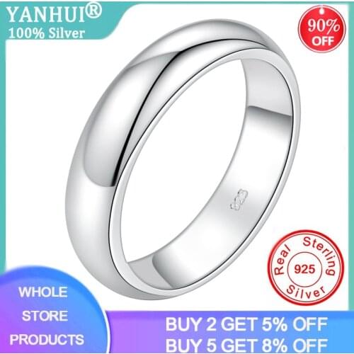 With Certificate 100% Authentic 925 Sterling Silver Rings For Women Men Simple Couple Ring Smooth Wedding Band For Lovers Gift