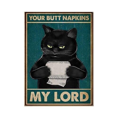Cute Cat Anime Toilet Paper Your Butt Napkins Satin Portrait Poster Vintage Wall Art Decor Home Bar Party Decoration