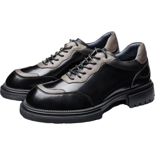 Vintage Thick Sole Casual Leather Dress Shoes Men High Platform Heighten Harajuku Korean Streetwear Fashion Shoes Man designer