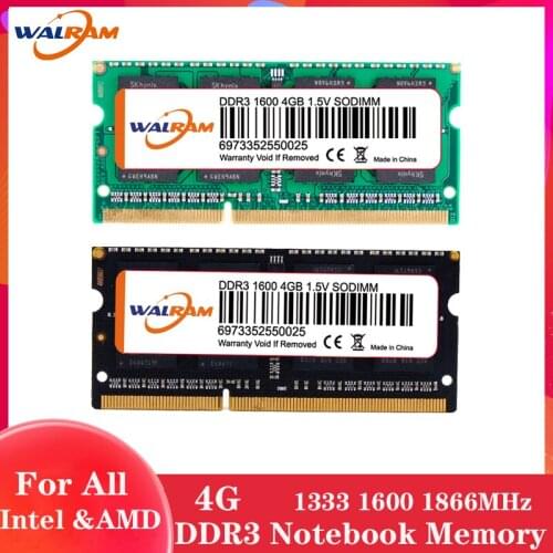 WALRAM DDR3 4GB Ram for Laptop 1600MHz 1333MHz 1866MHz RAM memoria DDR3 204pin 1.5V Memory Notebook For intel AMD