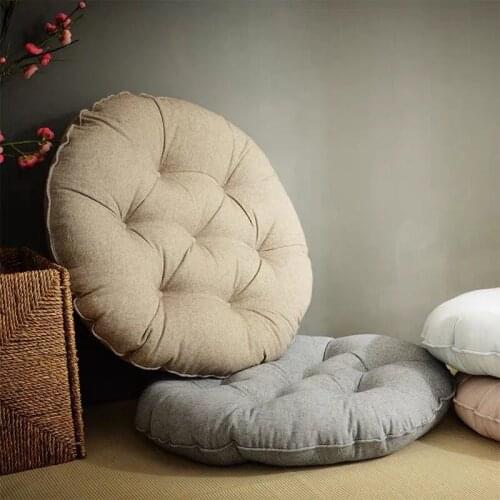 Japan Pouf Cotton Linen Seat Cushion Tatami Floor Mat Meditation Pad Massage Chair Back Cushions Round Thickened Gray Blue Futon
