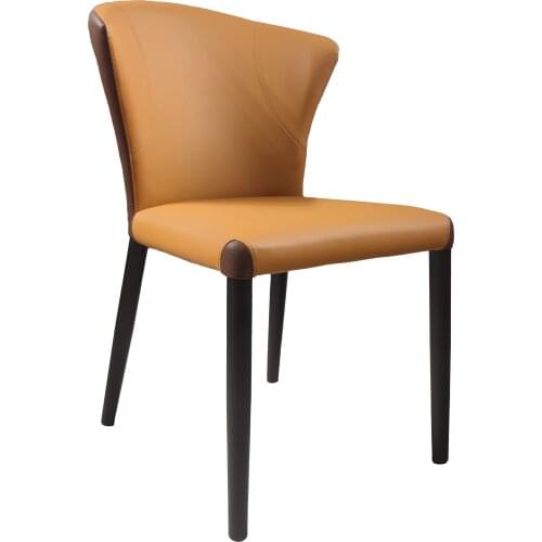 ChinaFurniture processing and production factory modern light luxury leather dinner chair Stainless Steel foot