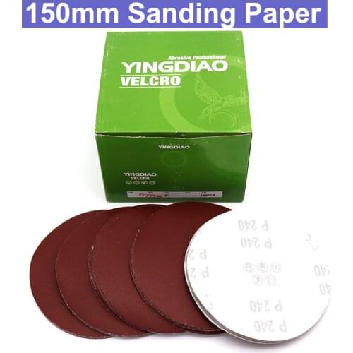 10pcs 6 inch 150mm Grit 150/180/240/320/400/600/800/1000 Sanding Paper Discs Hook Loop Sandpaper Round Sandpaper Disk Sand Sheet