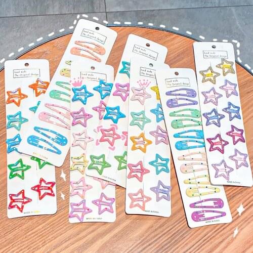 10Pcs/pack Simple Solid Color Geometric Hairpins Hair Accessories Women Barrette Hairgrips Girls Candy Color Hair Clip Headdress