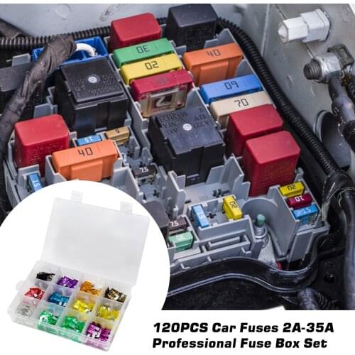 120pcs Car Fuse Set 2A-35A Professional Fuse Boxed Insert Fuse Car Professional Spare Parts For Car Circuit Protection