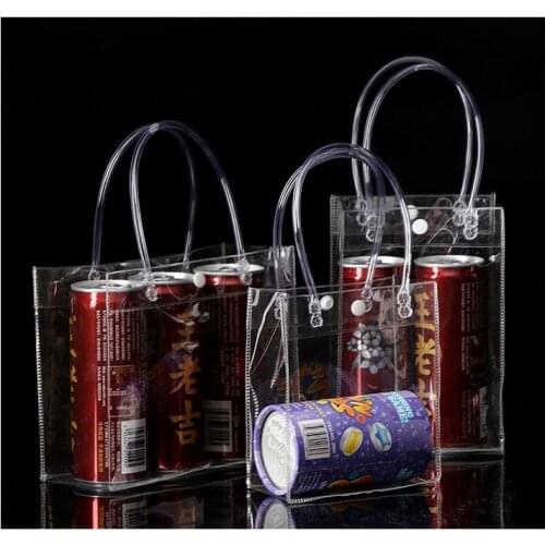 20pcs/lot Transparent soft PVC gift tote packaging bags with hand loop, clear Plastic handbag, cosmetic bag, GG free shipping