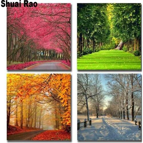 New arrival Diy diamond painting Four Seasons Trees Landscape picture rhinestone embroidery diamond mosaic 5d cross stitch 4 pcs