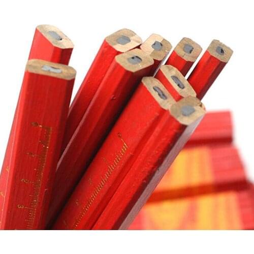 5pcs/Set Of Woodworking Pencils With Scales Black Careless Flat Marker Pencils Octagonal Woodworking Pencils DIY Hand Tools