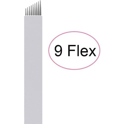 500 pcs 9 Microblades Needles for Permanent Makeup EYEBROW Blades for Manual MICROBLADING Pen 3D Embroidery White Tattoo Pin