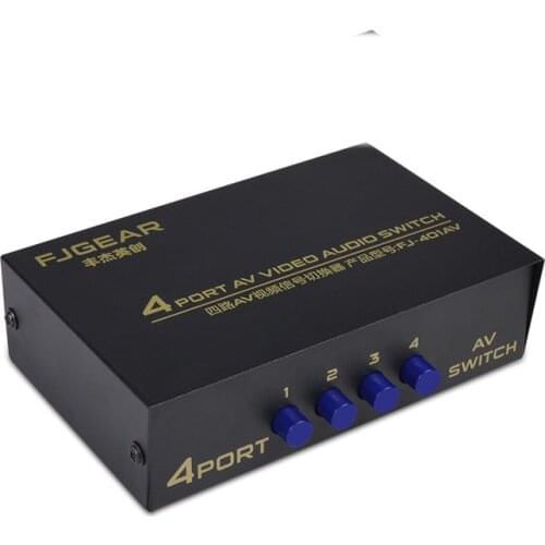 AV Switch Box 4 in 1 out AV Audio Video Signal Composite for HDTV LCD DVD 3 RCA Switcher 4 to 1 Selector
