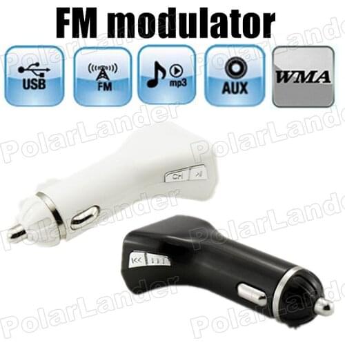 Black colorAuxin input car kit mp3 player USB charger LCD screen FM transmitter FM modulator support U disk white/black for option
