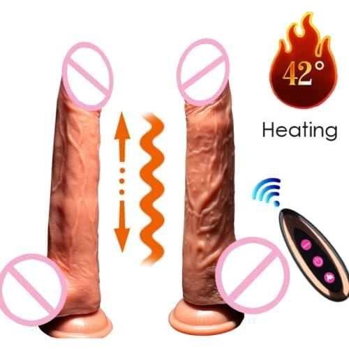 Wireless Control Dildo Extreme Realistic G-spot Automatic Heating Telescopic and Peristaltic penis Sex adult Sex Toys for Woman