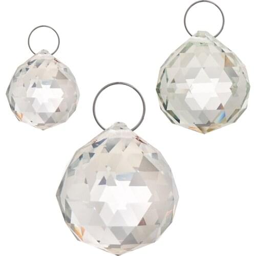 2/3/4cm Glittery Faceted White Crystal Clear Pendant Crystal Ball Ornament Lighting Art Chandelier Parts Home Decor Accessory