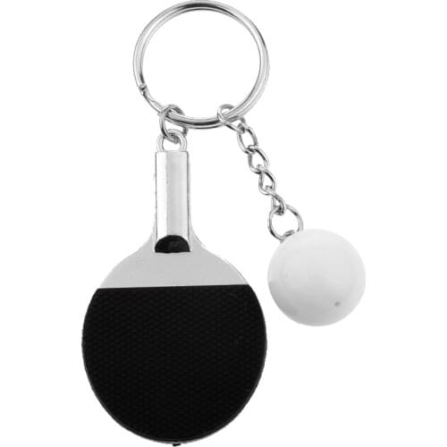 Fashion Mini Table Tennis Racket Pong Paddle Bat Pendant Sports Keyring Keychain & Ball Pendant Purse Bag for Women Girls