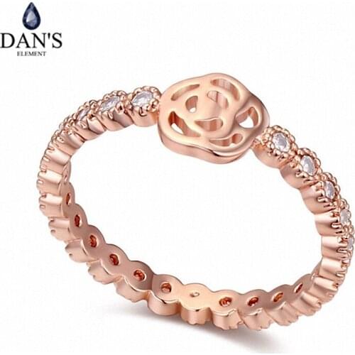 DANS Real Austrian Crystals Brand AAA Zirconia Micro Inlays Fashion Ring for women New Sale Hot Flower 110723Rose