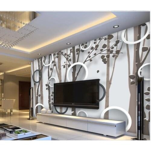 Custom photo wallpapers 3d murals wallpaper for walls 3 d Modern woods circle mural TV background wall papers for living room