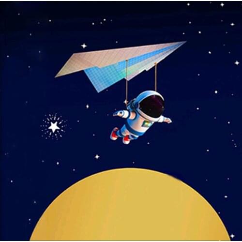 Astronaut Canvas Painting Blue Starry Moon Night Star Printed Poster Spaceman Dream Posters Pictures For Kids Childrens Room