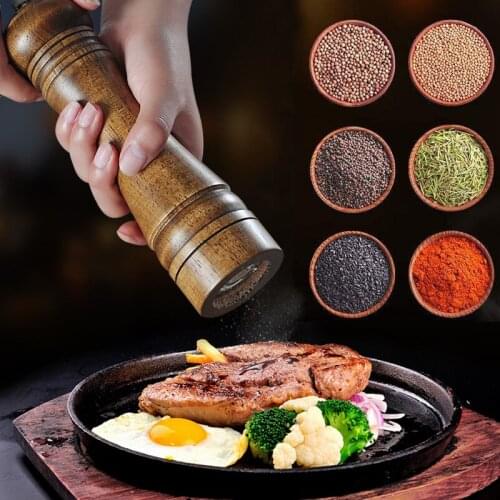 Classical Oak Wood Pepper Spice Mill Grinder Seasoning Spice Salt Pepper Mills Kitchen Cooking Tools Bbq Accessories Supplies