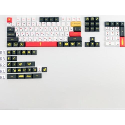Russian English Black White Key Caps Cherry Profile PBT Keycaps For Cherry Mx Gateron Kailh Box TTC Switch Mechanical Keyboard