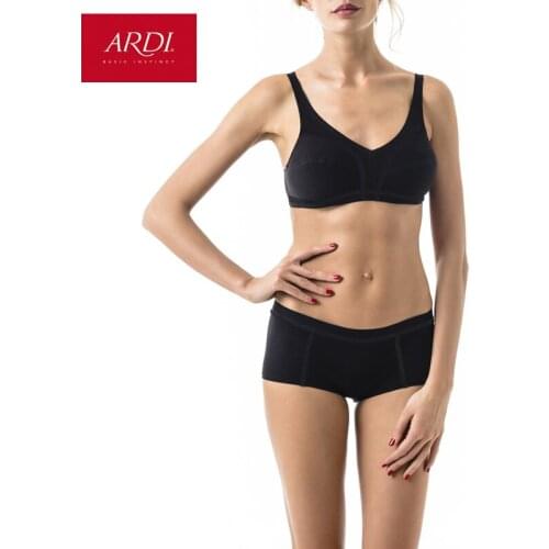 ARDI Female Wireless Bra and Briefs Set with Soft Cup Wire Free Large Breast Cotton White Black R2708-19