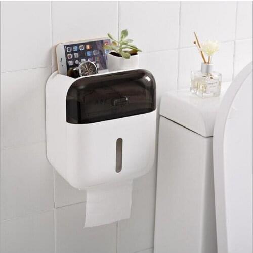 Toilet Tissue Box No Punching Convenient Toilet Paper Boxes Bathroom Shelf Waterproof Plastic Easy-to-Extract Toilet Paper