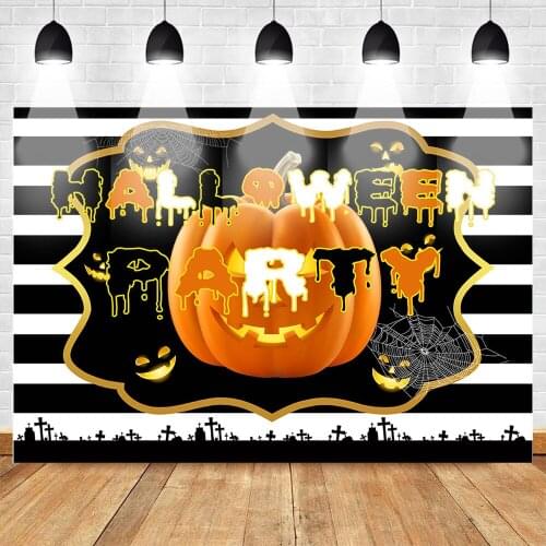 MOCSICKA Happy Halloween Party Background for Friends Famliy Halloween Pumpkin Lantern Stripes Photography Backdrops Ghost