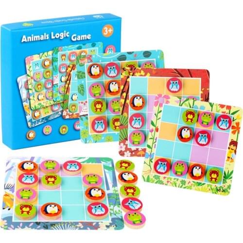 Children Logical Thinking Training Sixteen Grid Sudoku Game Animal Puzzle Children Educational Tabletop Toys Board Game Gifts