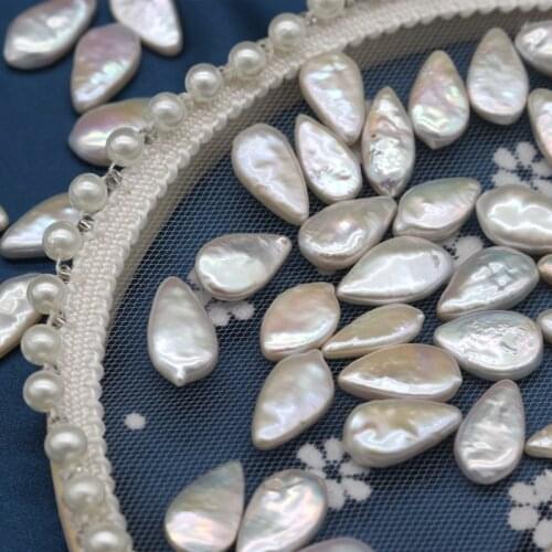 Natural Freshwater Special-shaped Pearl Drop-shaped Flat Piece of Non-porous Baroque Melon Seeds DIY Jewelry Accessories 10x17mm