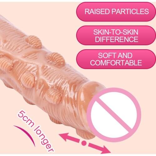 New Realistic Penis Enlargement Sleeve Reusable Penis Condoms for Male Enlarger Delay Prolong Intercourse Condom Sex Toy for Men