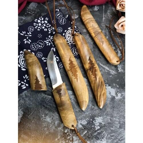 High-Quality Leather Sheath Hunting Knife Top Damascus steel Camping Pocket Knife Tactical Combat Defense Survival Tools