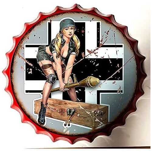 Royal Tin Sign Bottle Cap Metal Tin Sign Garage Repair Service Gas Diameter 13.8 inches, Round Metal Signs for Home and Kitchen
