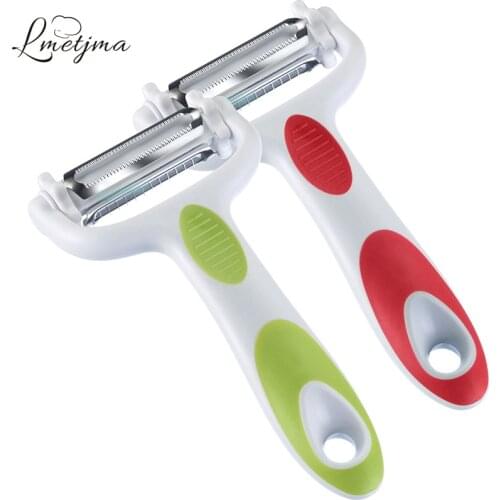 LMETJMA 3 in 1 Julienne Vegetable Peeler Stainless Steel Peeler for Orange Lemon Vegetable Slicer Grater Kitchen Tool PYKC1016-2