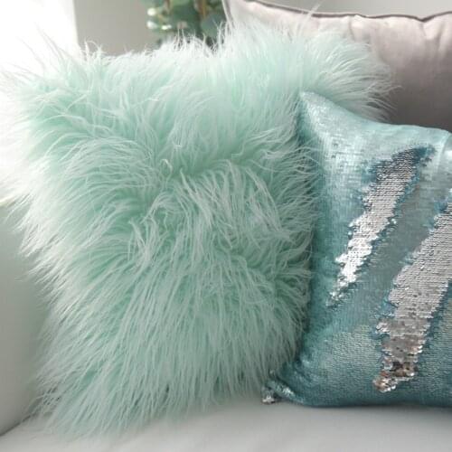 Nordic Plush Pillowcase Wool Faux Fur Cushions Sofa Bed Furry Long Hair Cushion Princess Pillow Home Wedding Decoration