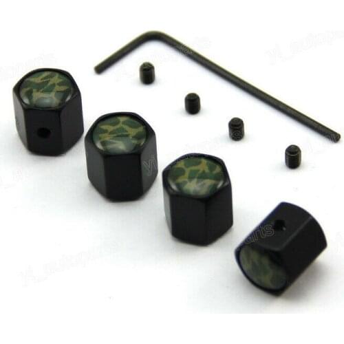 Anti-Theft Tire Rims Stem Air Dust Valve Caps Lock Screws Desert Camouflage Wrap Army
